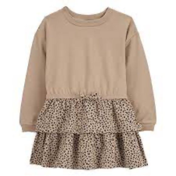 Carter's Kid Leopard Ruffle Long-Sleeve Dress Size 18M NWT - Picture 1 of 12
